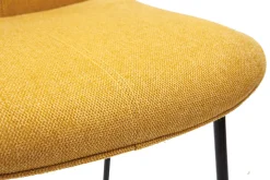 Tabourets de bar en tissu effet velours texturé jaune moutarde et métal H65 cm (lot de 2) BOOST