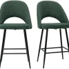 Tabourets de bar en tissu effet velours texturé vert H65 cm (lot de 2) COSETTE