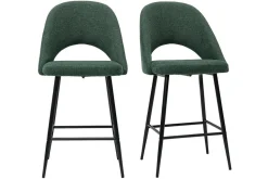 Tabourets de bar en tissu effet velours texturé vert H65 cm (lot de 2) COSETTE