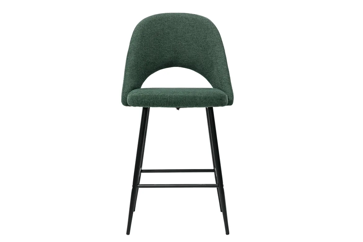 Tabourets de bar en tissu effet velours texturé vert H65 cm (lot de 2) COSETTE