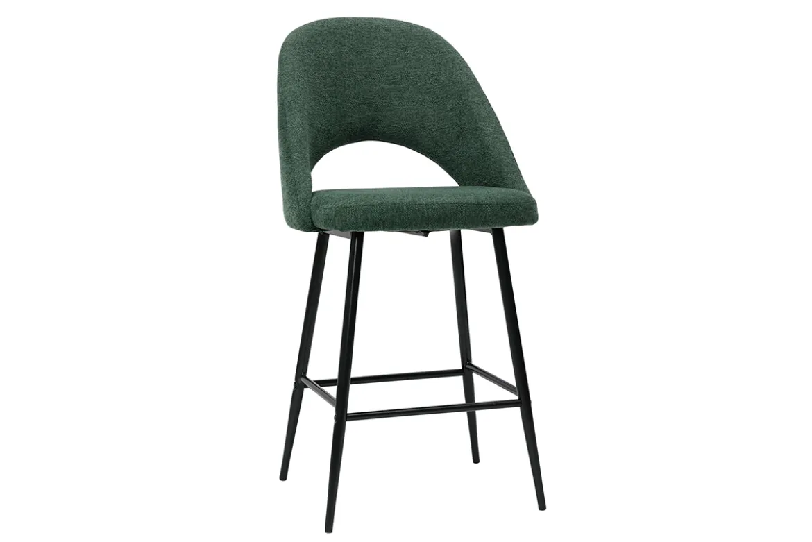 Tabourets de bar en tissu effet velours texturé vert H65 cm (lot de 2) COSETTE