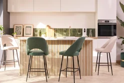 Tabourets de bar en tissu effet velours texturé vert H65 cm (lot de 2) COSETTE