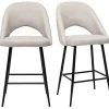 Tabourets de bar en tissu effet velours texturé beige H65 cm (lot de 2) COSETTE