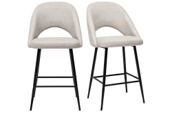 Tabourets de bar en tissu effet velours texturé beige H65 cm (lot de 2) COSETTE