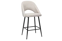 Tabourets de bar en tissu effet velours texturé beige H65 cm (lot de 2) COSETTE