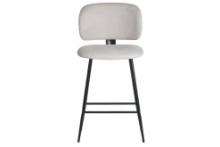 Tabourets de bar en tissu effet velours texturé beige et métal noir H70 cm (lot de 2) ATRIUM
