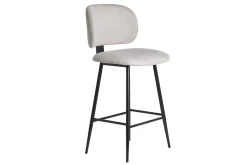 Tabourets de bar en tissu effet velours texturé beige et métal noir H70 cm (lot de 2) ATRIUM