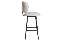 Tabourets de bar en tissu effet velours texturé beige et métal noir H70 cm (lot de 2) ATRIUM