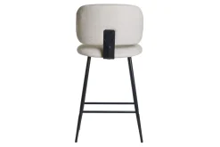 Tabourets de bar en tissu effet velours texturé beige et métal noir H70 cm (lot de 2) ATRIUM