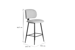 Tabourets de bar en tissu effet velours texturé beige et métal noir H70 cm (lot de 2) ATRIUM