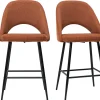 Tabourets de bar en tissu effet velours texturé terre brûlée H65 cm (lot de 2) COSETTE