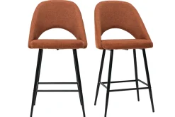 Tabourets de bar en tissu effet velours texturé terre brûlée H65 cm (lot de 2) COSETTE