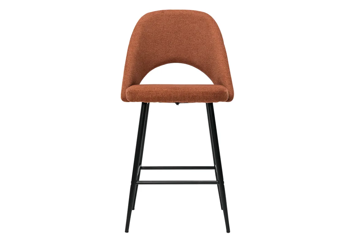 Tabourets de bar en tissu effet velours texturé terre brûlée H65 cm (lot de 2) COSETTE