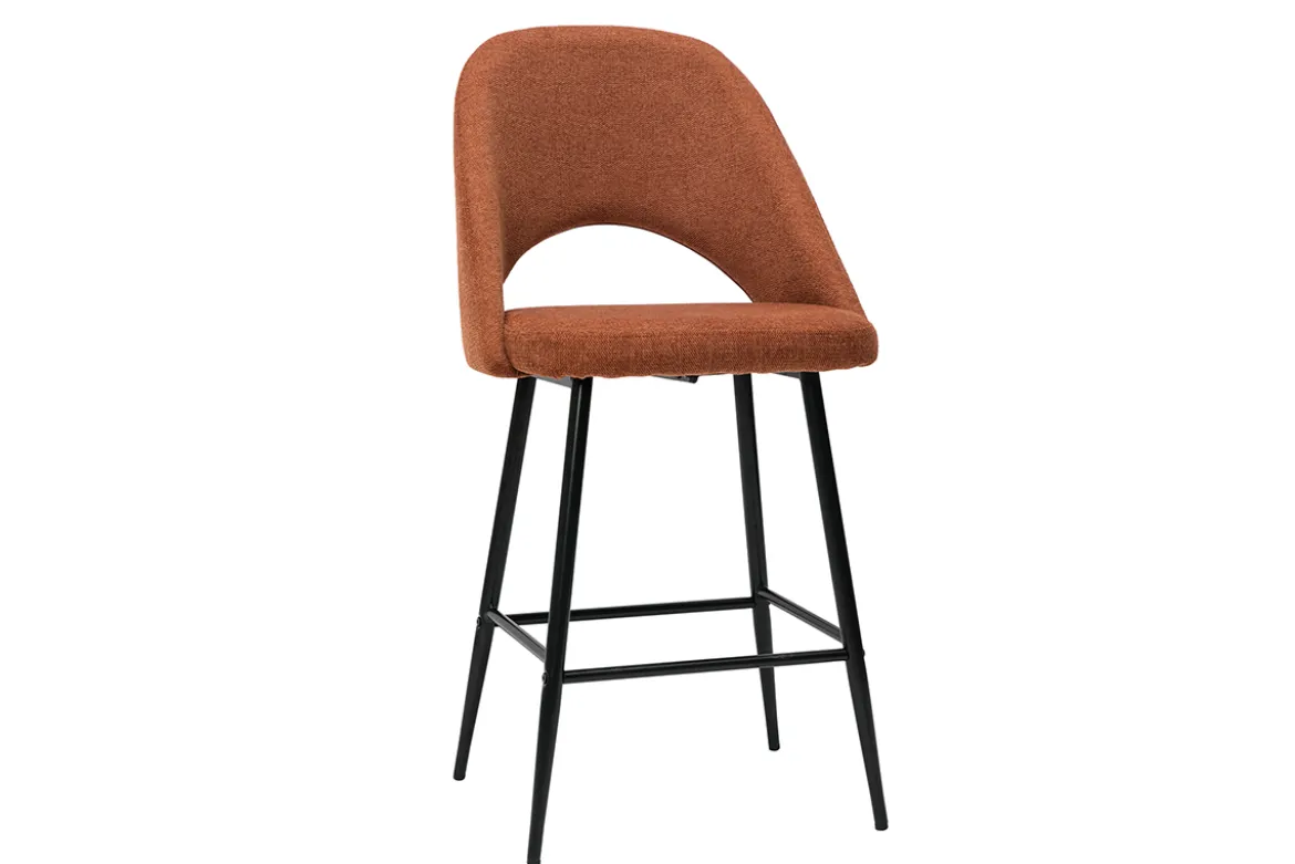 Tabourets de bar en tissu effet velours texturé terre brûlée H65 cm (lot de 2) COSETTE