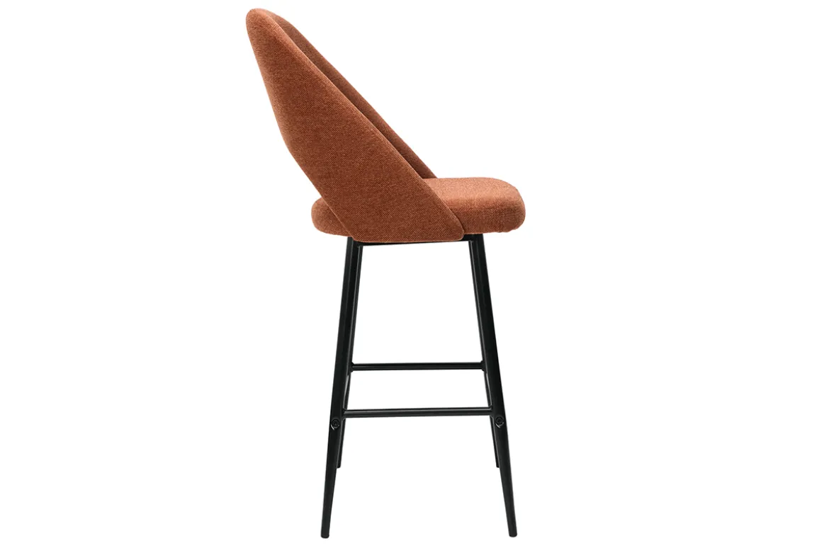 Tabourets de bar en tissu effet velours texturé terre brûlée H65 cm (lot de 2) COSETTE