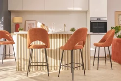 Tabourets de bar en tissu effet velours texturé terre brûlée H65 cm (lot de 2) COSETTE