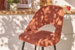 Tabourets de bar en tissu effet velours texturé terre brûlée H65 cm (lot de 2) COSETTE