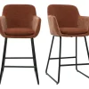 Tabourets de bar en tissu effet velours terre brûlée H65 cm (lot de 2) AMIKA