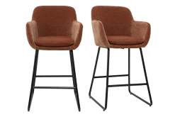 Tabourets de bar en tissu effet velours terre brûlée H65 cm (lot de 2) AMIKA