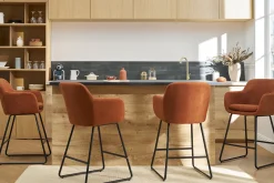 Tabourets de bar en tissu effet velours terre brûlée H65 cm (lot de 2) AMIKA