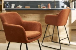 Tabourets de bar en tissu effet velours terre brûlée H65 cm (lot de 2) AMIKA