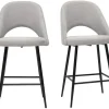 Tabourets de bar en tissu effet velours texturé gris H65 cm (lot de 2) COSETTE
