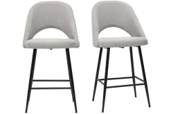 Tabourets de bar en tissu effet velours texturé gris H65 cm (lot de 2) COSETTE