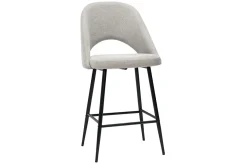 Tabourets de bar en tissu effet velours texturé gris H65 cm (lot de 2) COSETTE