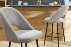 Tabourets de bar en tissu effet velours texturé gris H65 cm (lot de 2) COSETTE