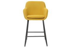 Tabourets de bar en tissu effet velours jaune moutarde H65 cm (lot de 2) AMIKA