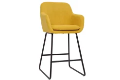 Tabourets de bar en tissu effet velours jaune moutarde H65 cm (lot de 2) AMIKA
