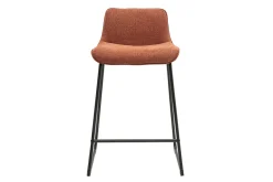 Tabourets de bar en tissu effet velours texturé terre brûlée et métal noir H65 cm (lot de 2) BOOST
