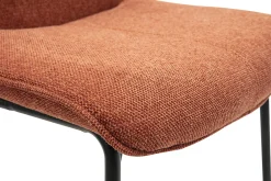Tabourets de bar en tissu effet velours texturé terre brûlée et métal noir H65 cm (lot de 2) BOOST