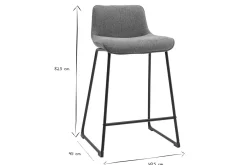 Tabourets de bar en tissu effet velours texturé terre brûlée et métal noir H65 cm (lot de 2) BOOST