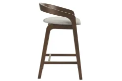 Tabourets de bar en tissu effet velours texturé gris et bois foncé H68 cm (lot de 2) PULSO