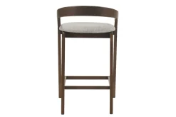 Tabourets de bar en tissu effet velours texturé gris et bois foncé H68 cm (lot de 2) PULSO