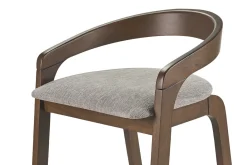 Tabourets de bar en tissu effet velours texturé gris et bois foncé H68 cm (lot de 2) PULSO