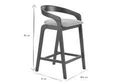 Tabourets de bar en tissu effet velours texturé gris et bois foncé H68 cm (lot de 2) PULSO