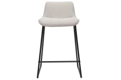 Tabourets de bar en tissu effet velours texturé beige et métal H65 cm (lot de 2) BOOST