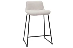 Tabourets de bar en tissu effet velours texturé beige et métal H65 cm (lot de 2) BOOST