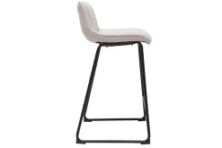 Tabourets de bar en tissu effet velours texturé beige et métal H65 cm (lot de 2) BOOST