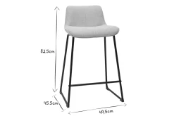 Tabourets de bar en tissu effet velours texturé beige et métal H65 cm (lot de 2) BOOST