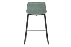 Tabourets de bar en tissu effet velours texturé vert céladon et métal noir H65 cm (lot de 2) BOOST