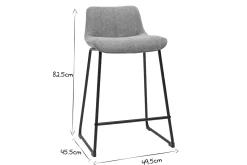 Tabourets de bar en tissu effet velours texturé vert céladon et métal noir H65 cm (lot de 2) BOOST
