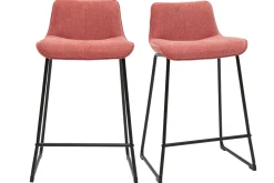 Tabourets de bar en tissu effet velours texturé terracotta et métal H65 cm (lot de 2) BOOST