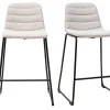 Tabourets de bar en tissu effet velours texturé beige et métal H64 cm (lot de 2) SAURY
