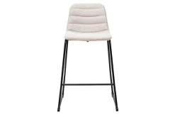 Tabourets de bar en tissu effet velours texturé beige et métal H64 cm (lot de 2) SAURY