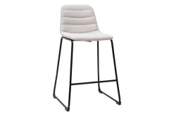 Tabourets de bar en tissu effet velours texturé beige et métal H64 cm (lot de 2) SAURY