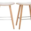 Tabourets de bar en tissu effet velours texturé beige et bois clair H65 cm (lot de 2) MEADOW