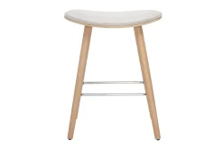 Tabourets de bar en tissu effet velours texturé beige et bois clair H65 cm (lot de 2) MEADOW